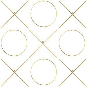 9 Pcs X And O Shaped Hanging Wall Art Tic Tac Toe Decor Metal Wall Sign Gold😀